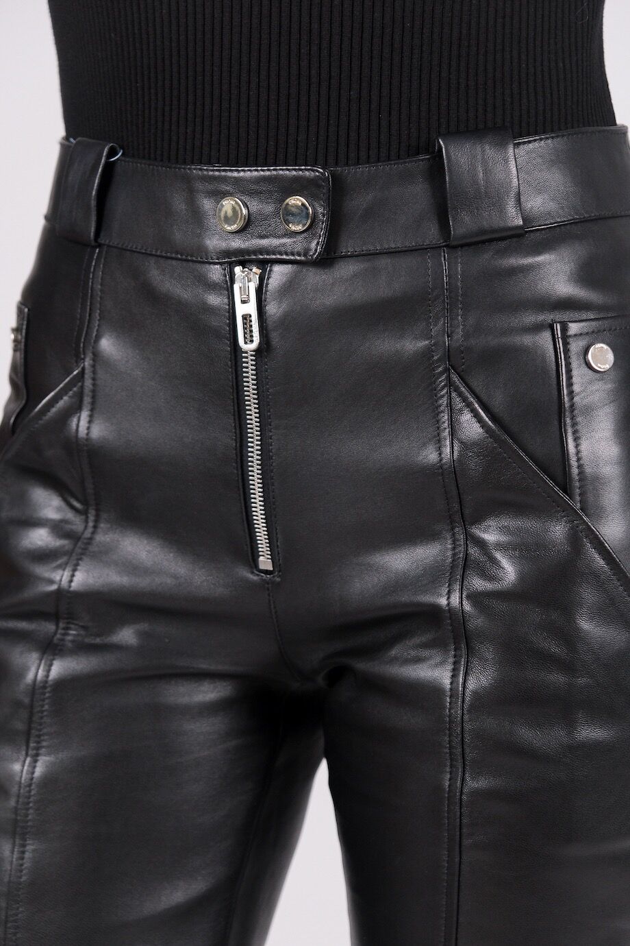 image 5 Кожаные брюки черного цвета на молнии