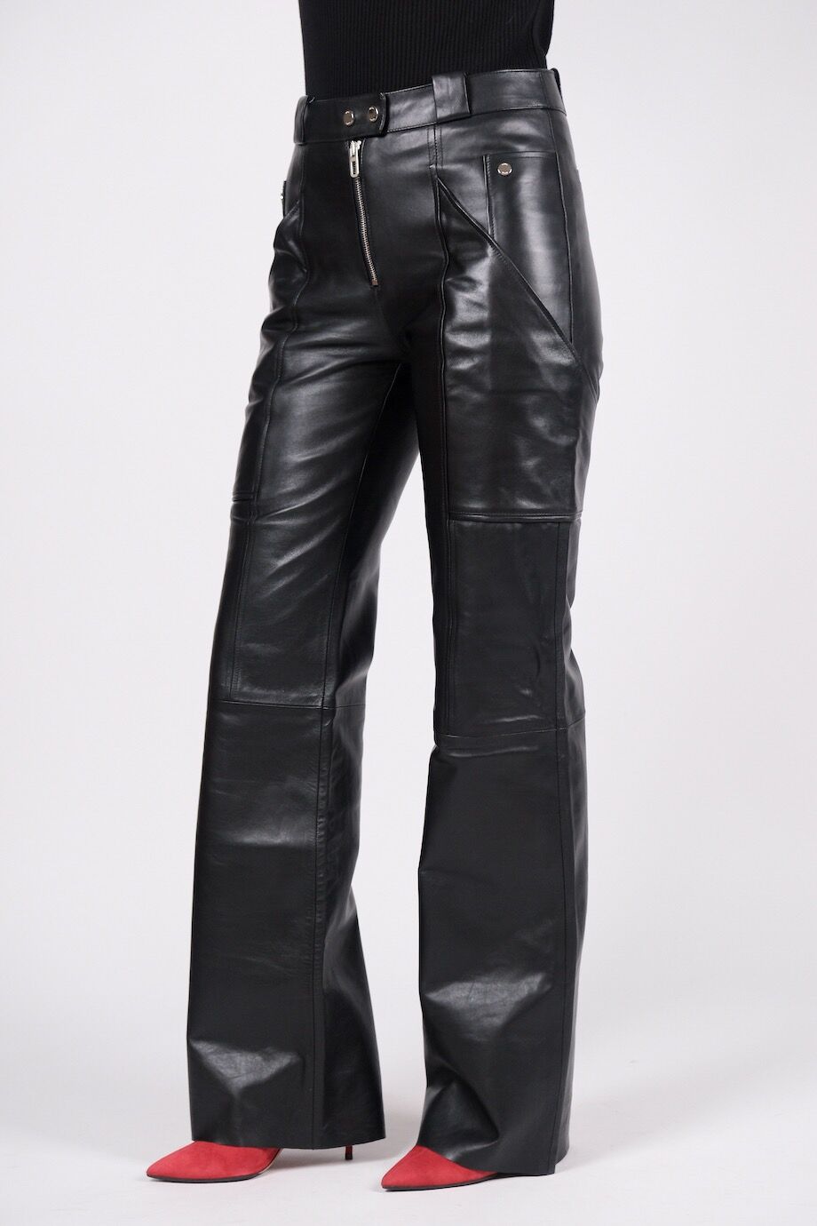 image 3 Кожаные брюки черного цвета на молнии