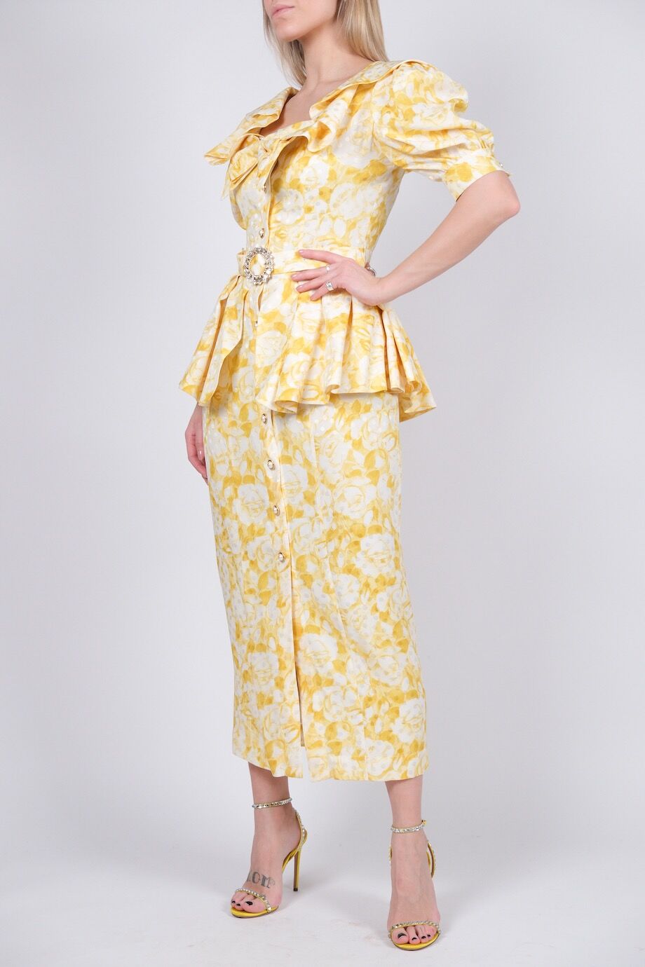 image 2 Шелковое платье желтого цвета с коротким рукавом