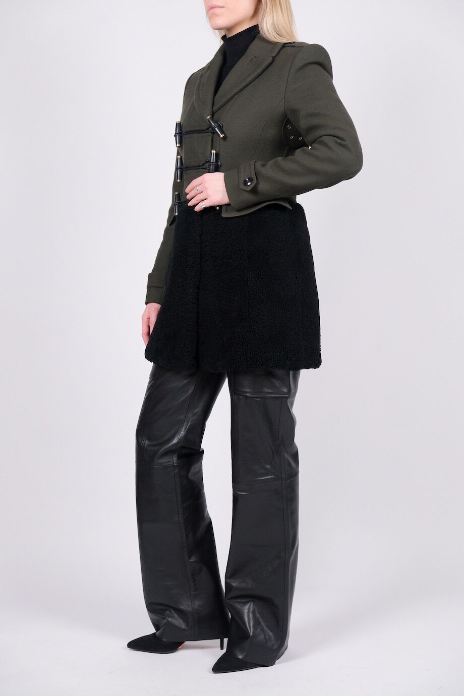 image 2 Двубортное пальто с меховой отделкой