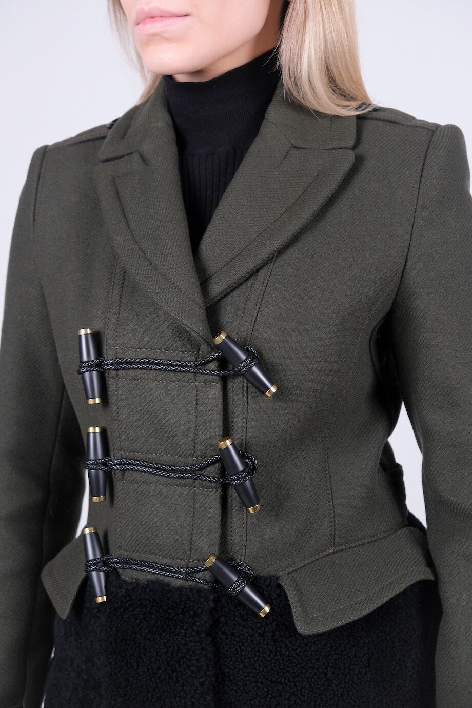 image 4 Двубортное пальто с меховой отделкой