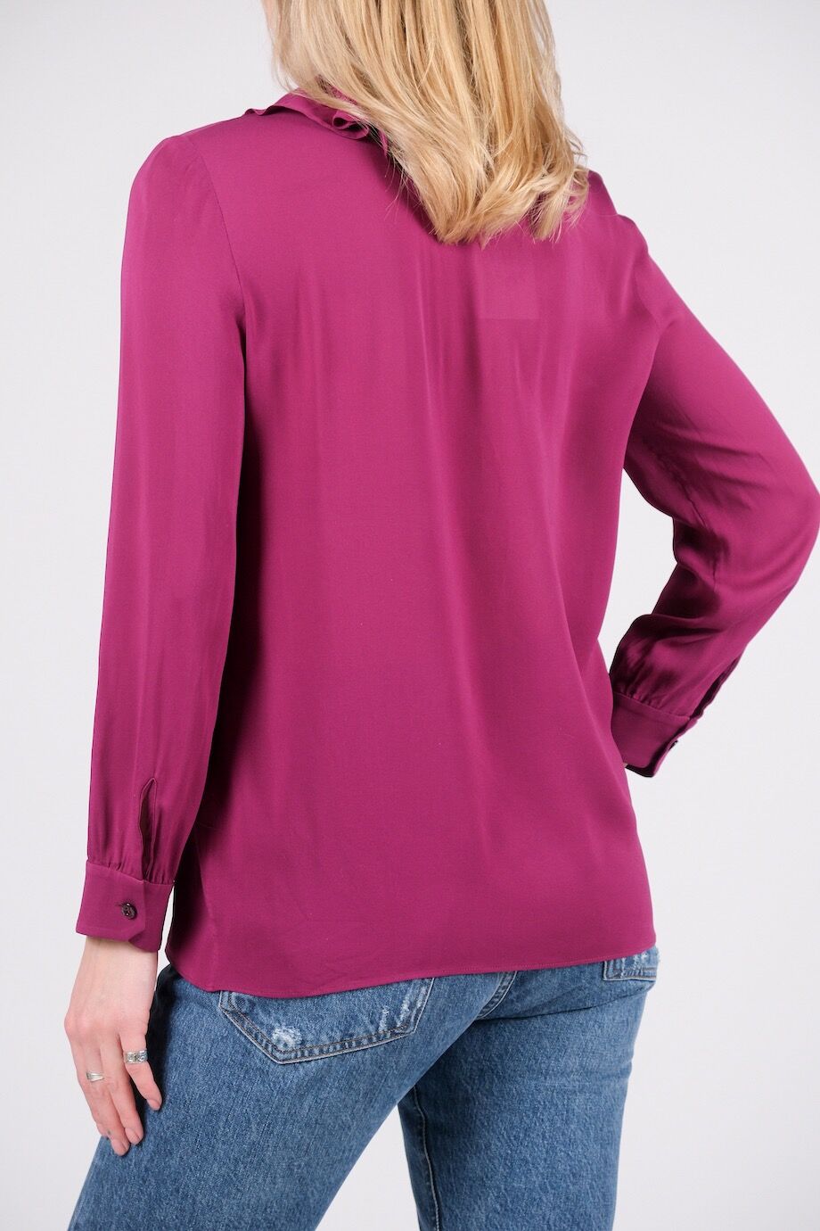 image 3 Шелковая блуза цвета фуксия с воланами