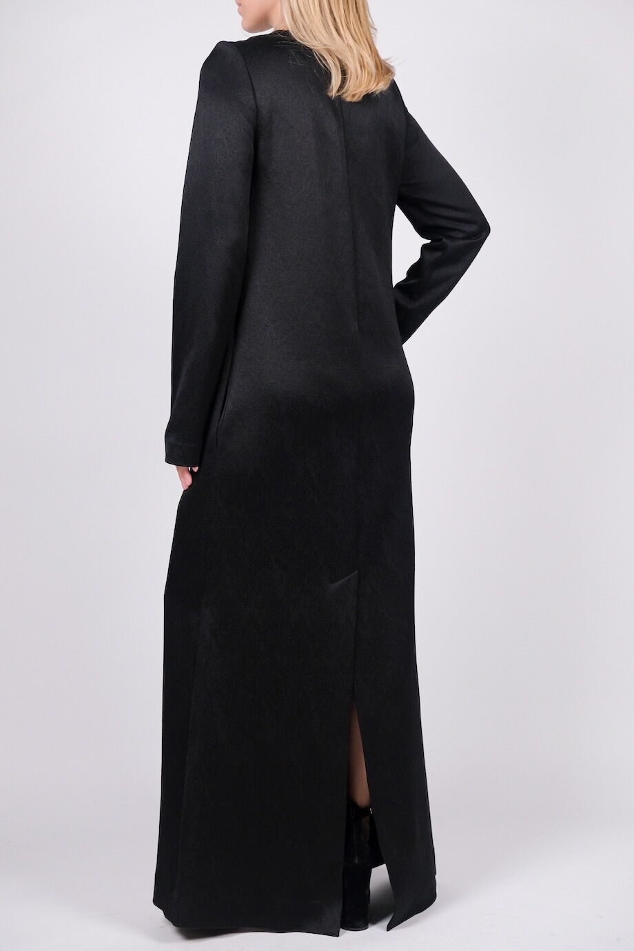 image 3 Платье в пол черного цвета с длинным рукавом