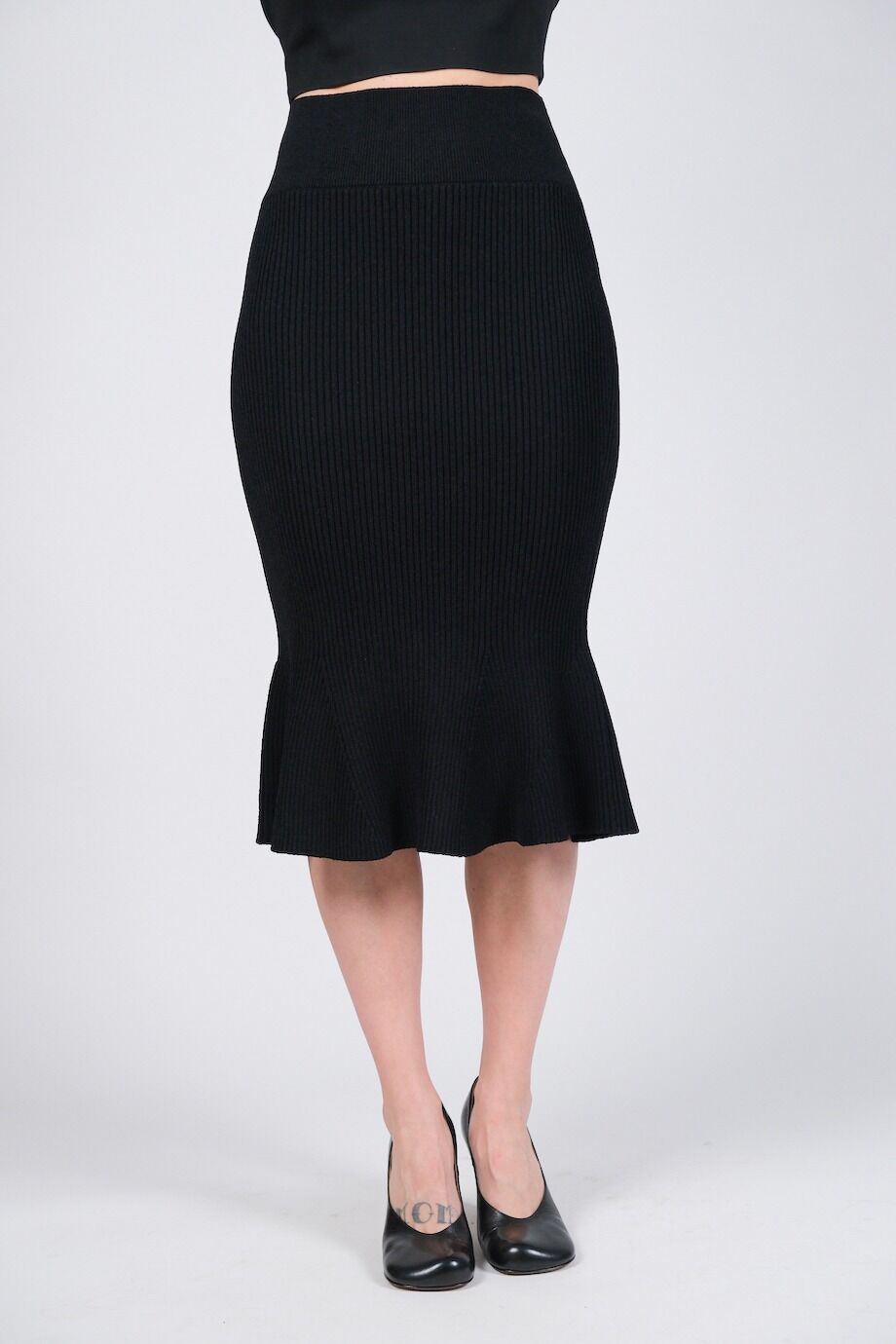 image 2 Трикотажная юбка черного цвета с воланом