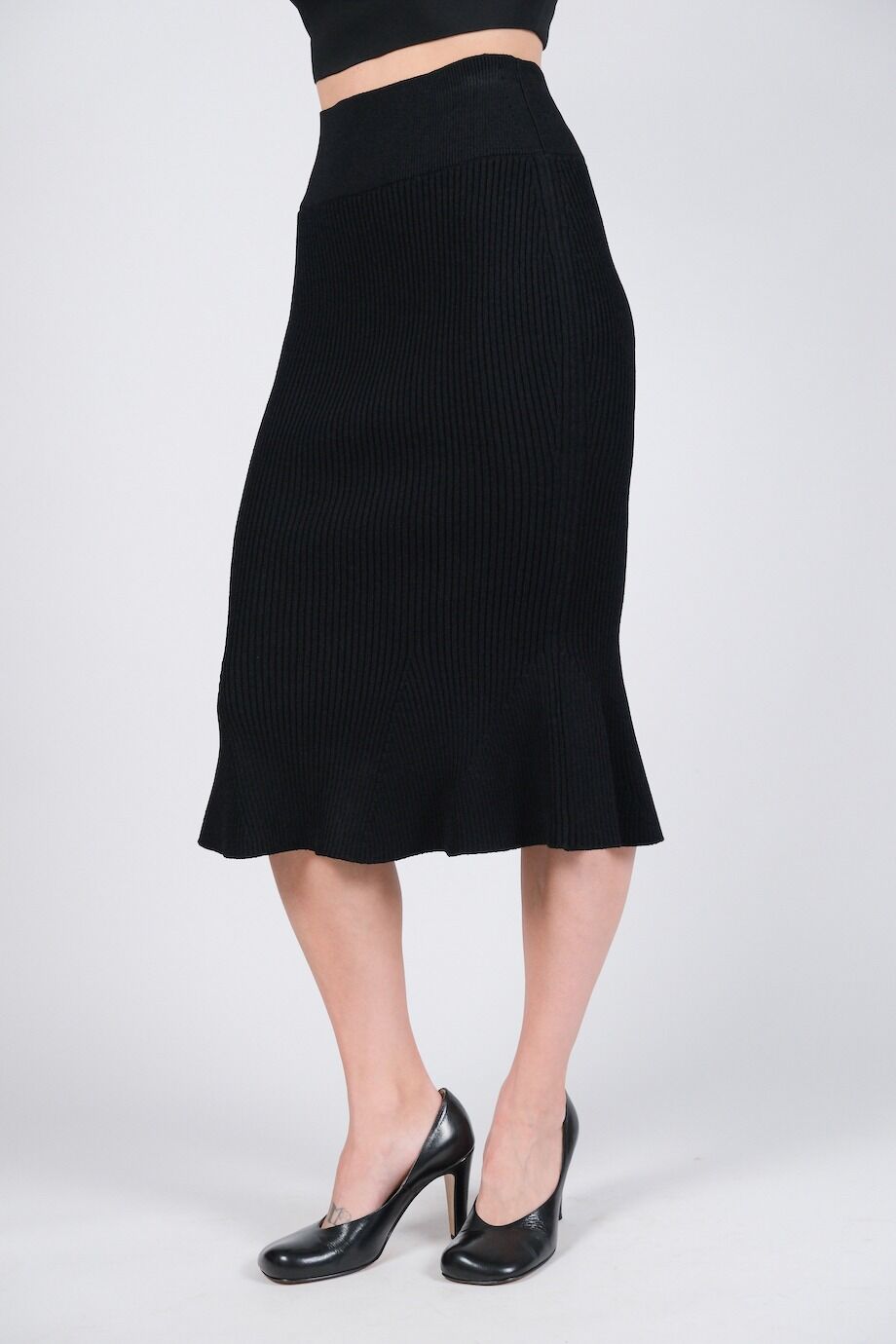 image 3 Трикотажная юбка черного цвета с воланом