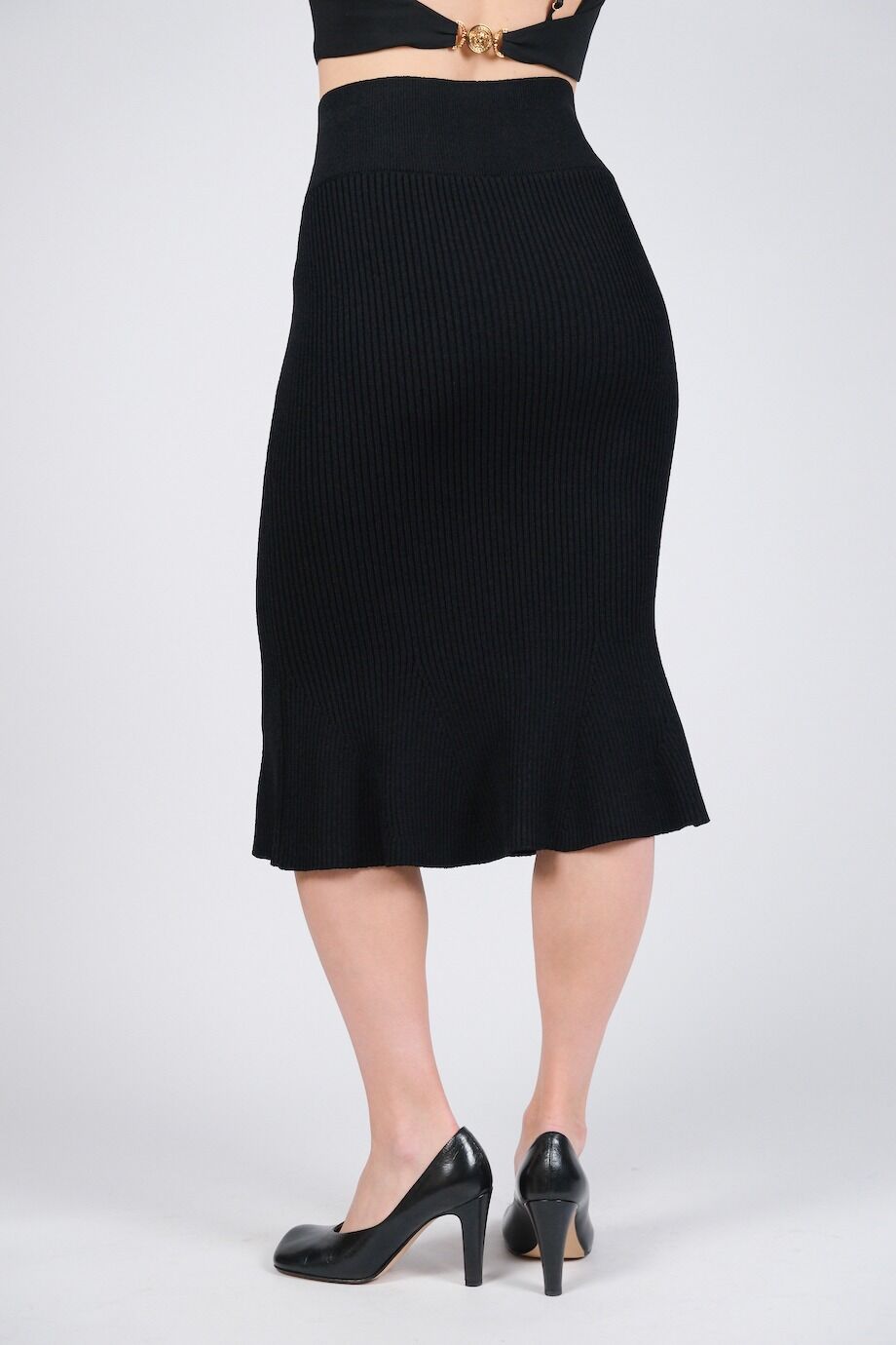 image 4 Трикотажная юбка черного цвета с воланом