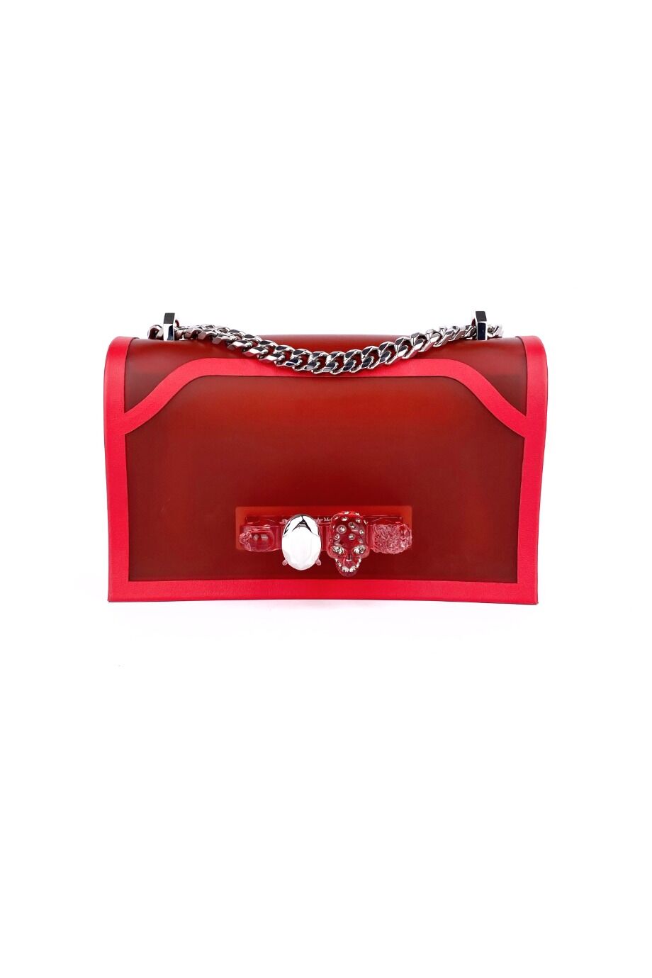 image 2 Комбинированная сумка красного цвета с декором