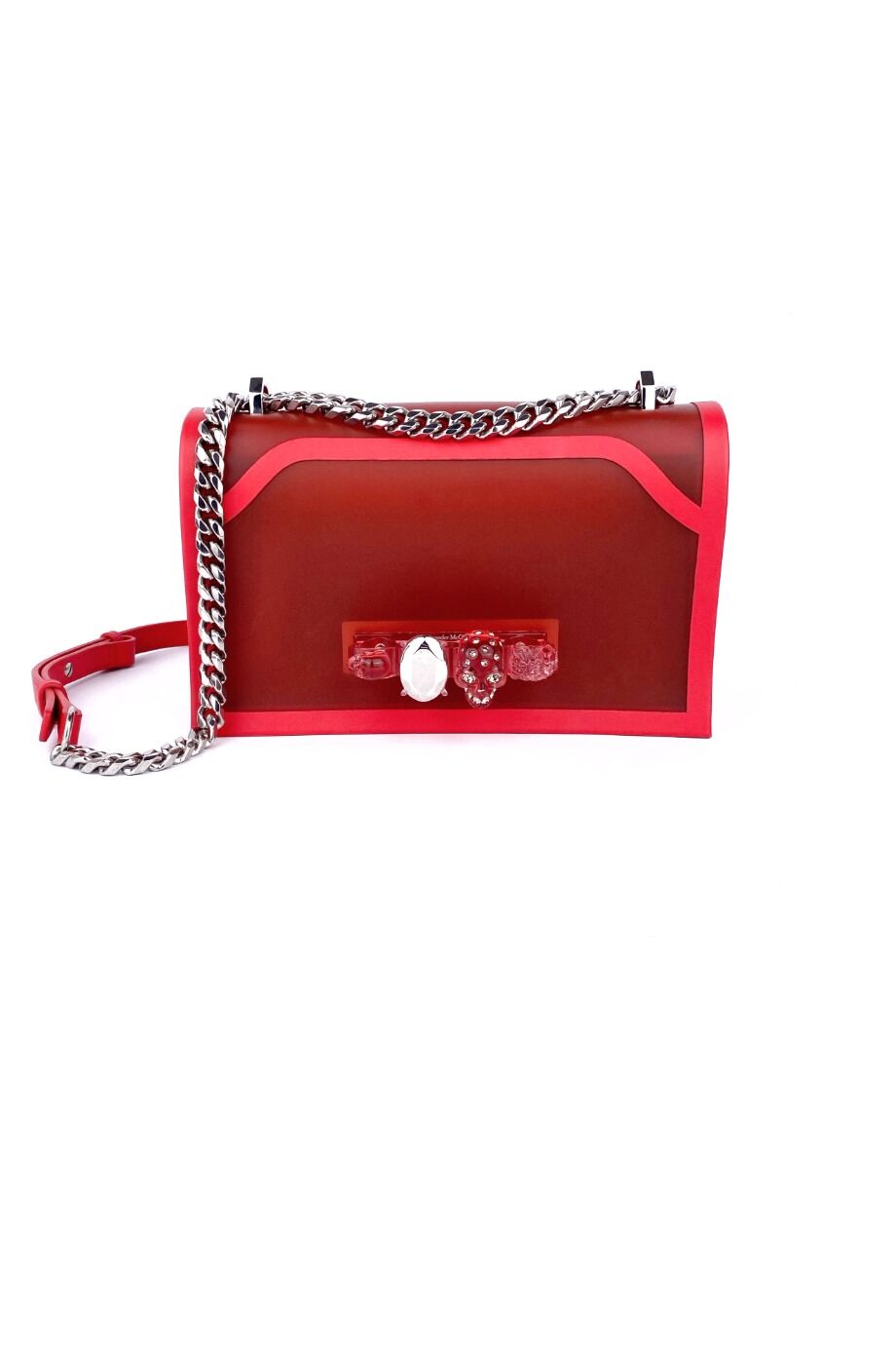 image 1 Комбинированная сумка красного цвета с декором
