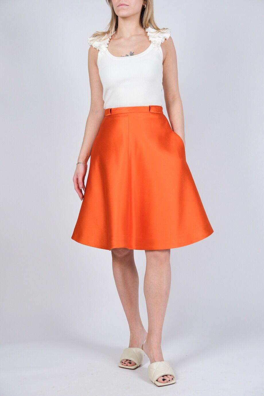 image 1 Сатиновая юбка оранжевого цвета