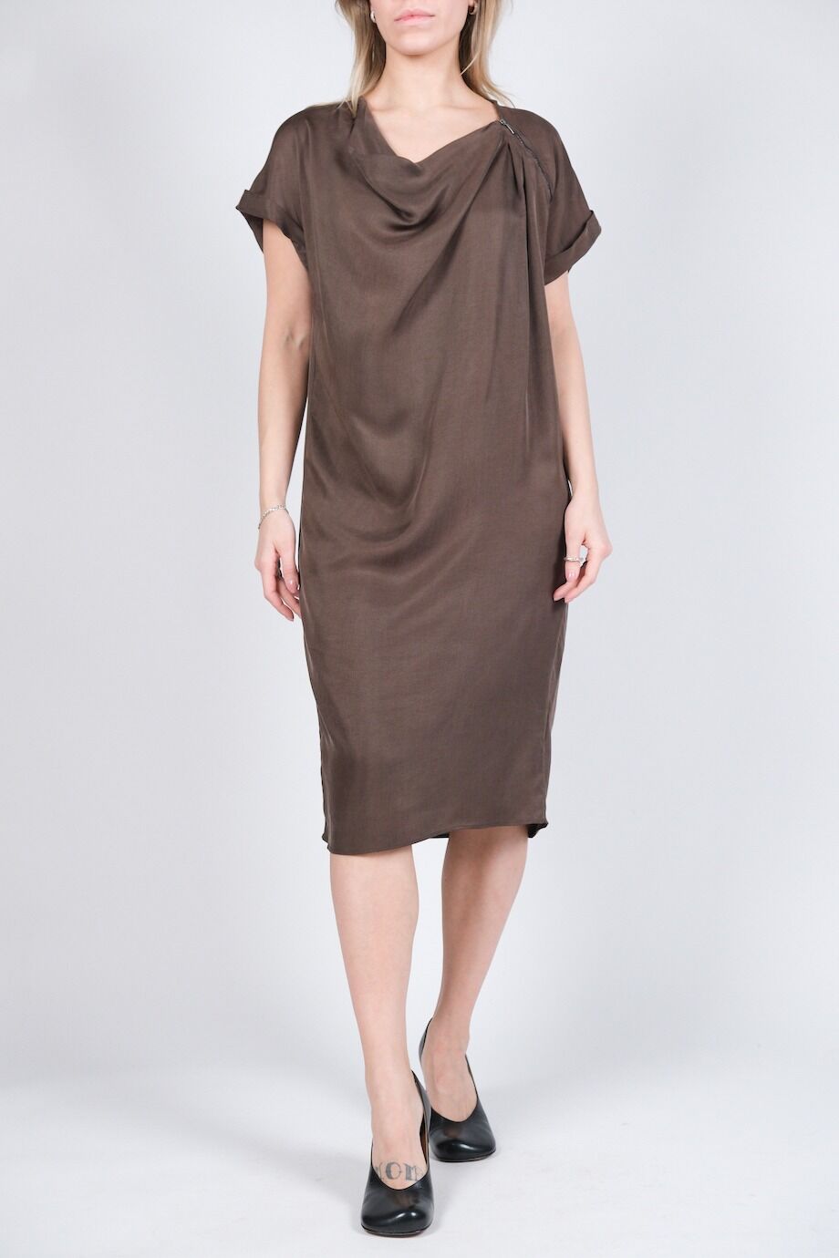 image 1 Платье кофейного цвета с молнией на плече