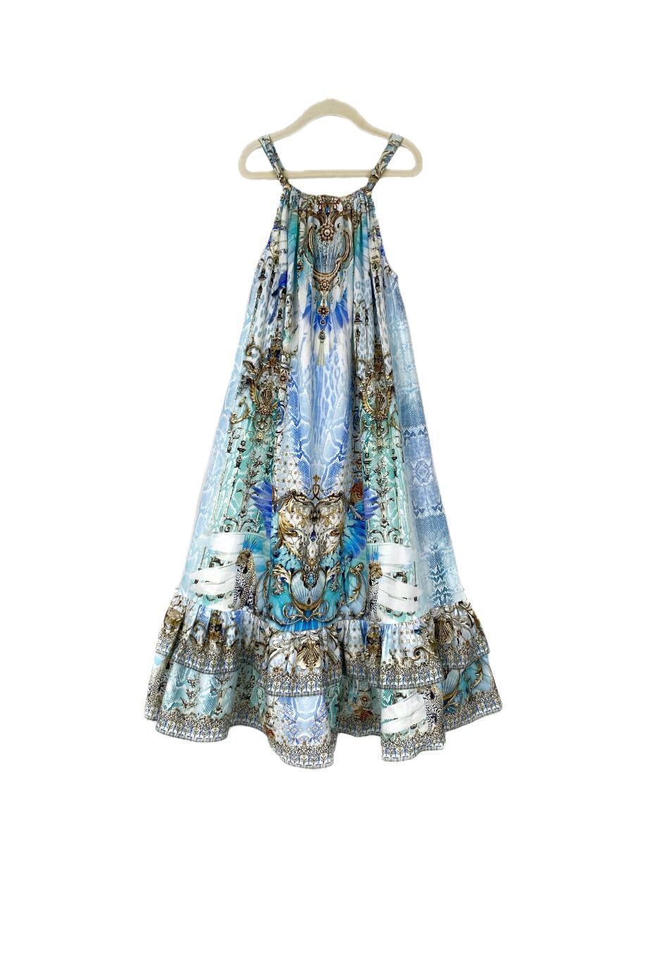 image 2 Детское платье голубого цвета с принтом и декором из камней