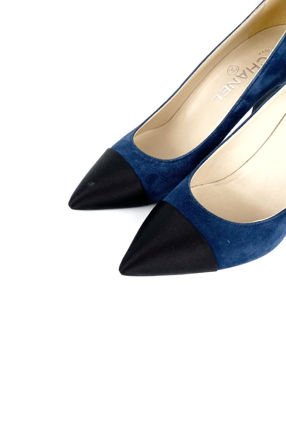 image 3 Туфли замшевые синего цвета с сатиновыми носиками