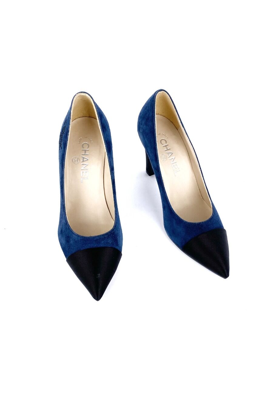 image 2 Туфли замшевые синего цвета с сатиновыми носиками
