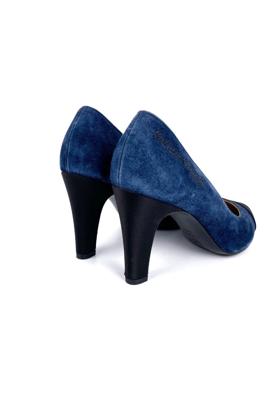 image 4 Туфли замшевые синего цвета с сатиновыми носиками