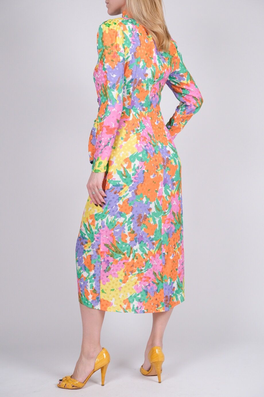 image 3 Платье с длинным рукавом в мелкий цветочный принт