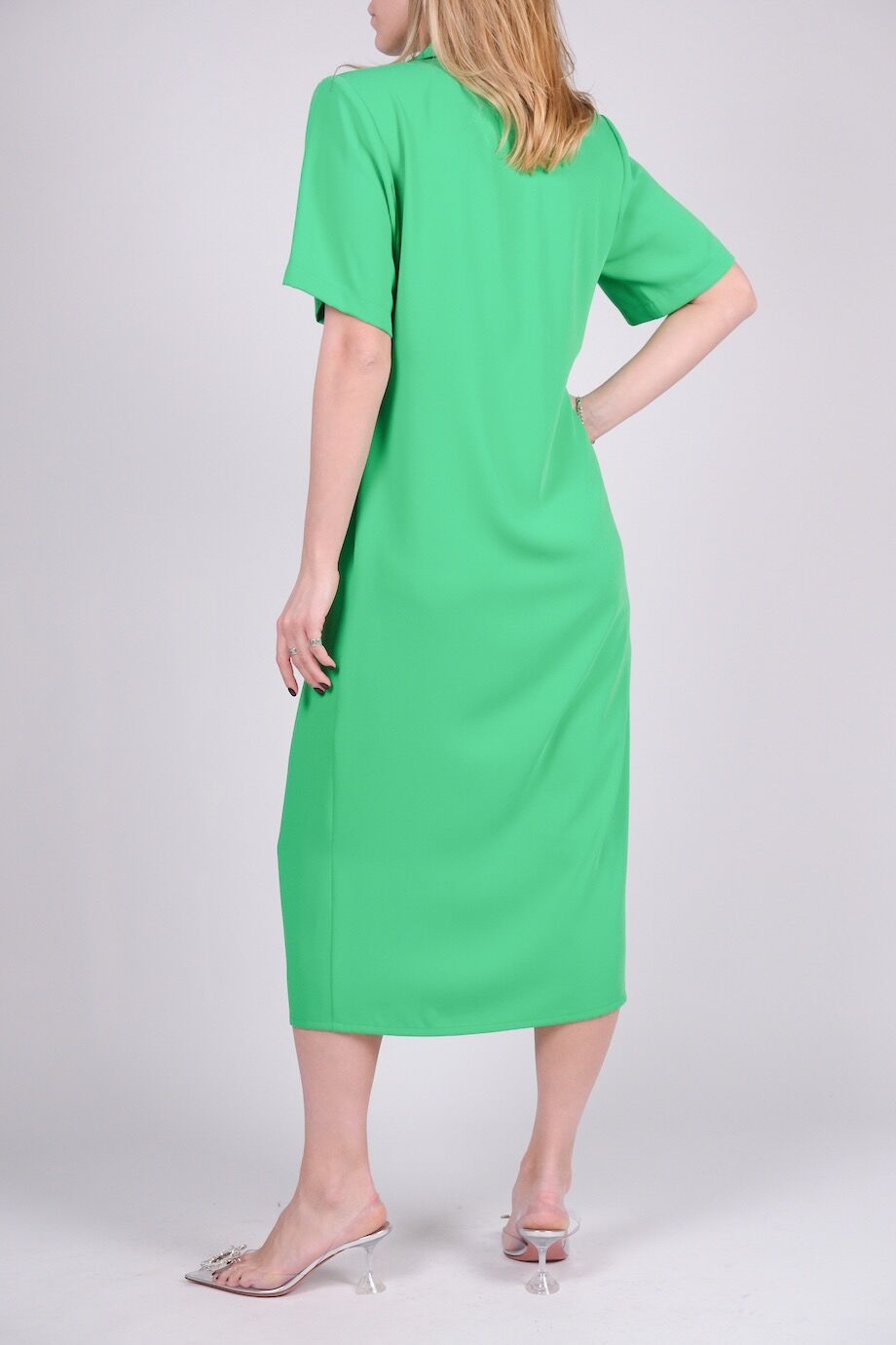 image 3 Платье на запах зеленого цвета на кнопках