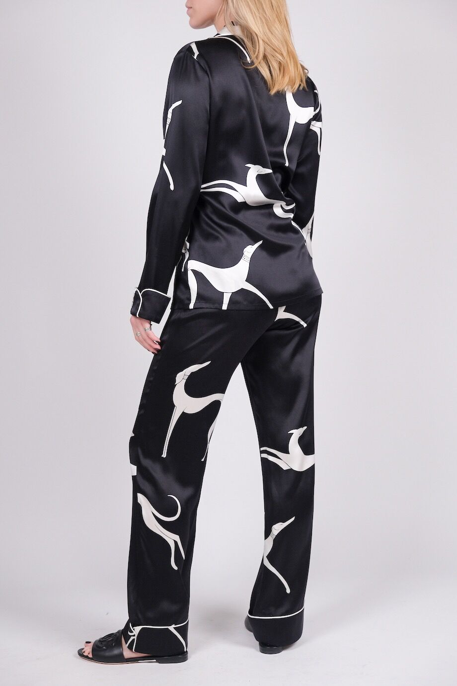 image 3 Шёлковая пижама черного цвета с принтом