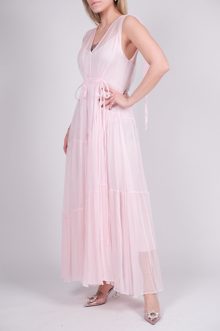 image 2 Шелковое платье розового цвета без рукавов