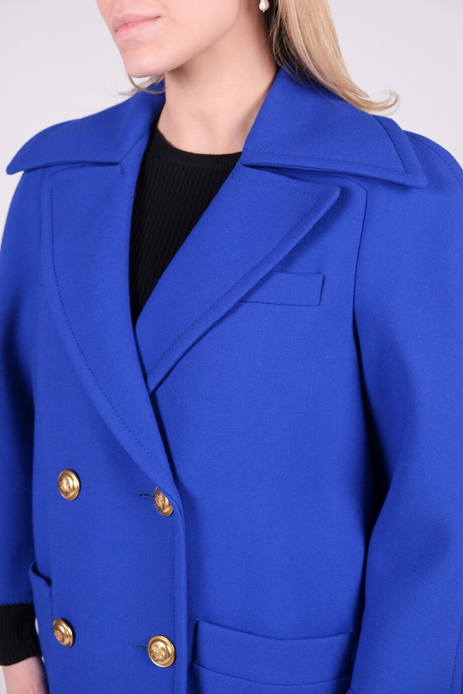 image 4 Пальто из шерсти ярко-синего цвета