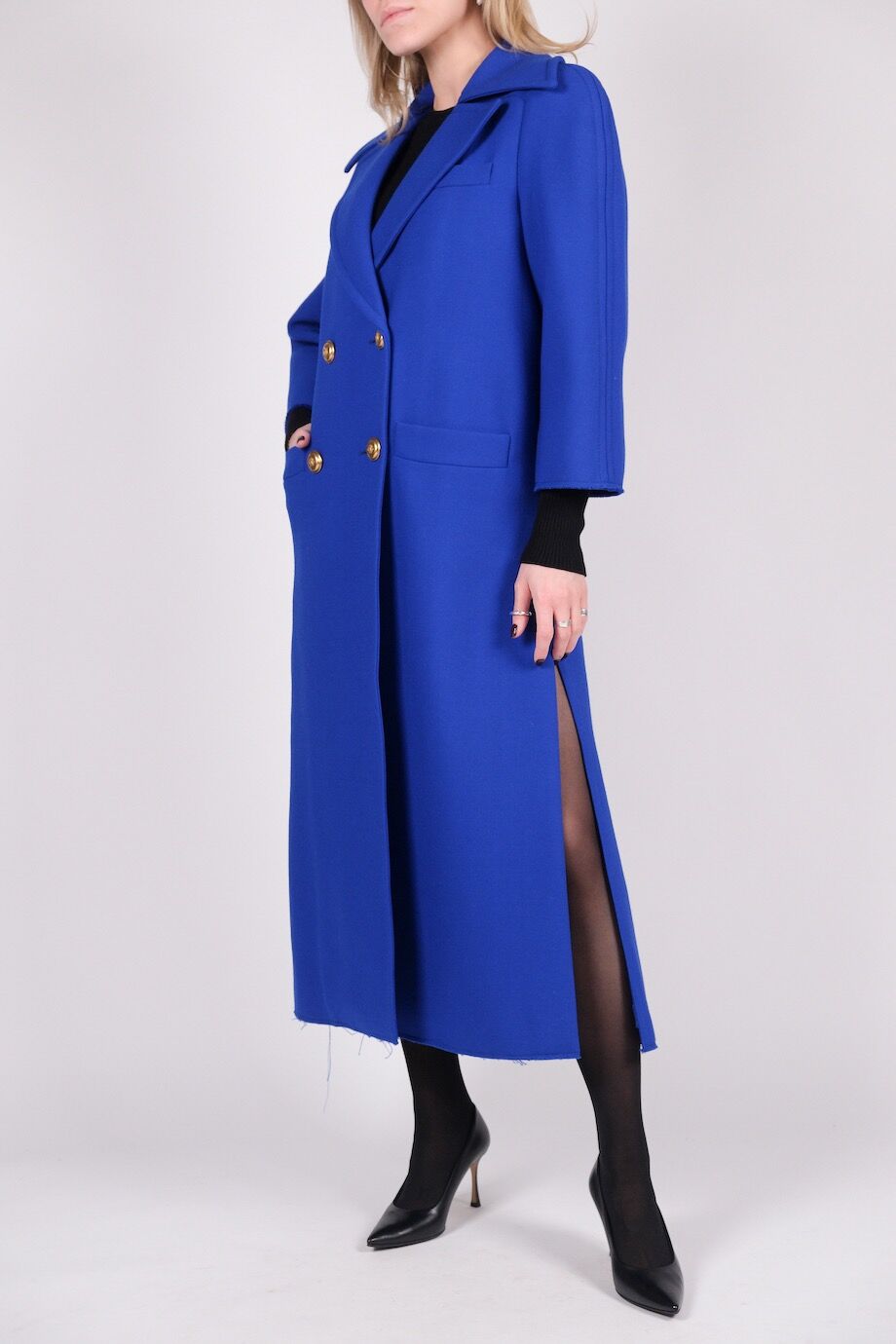 image 2 Пальто из шерсти ярко-синего цвета