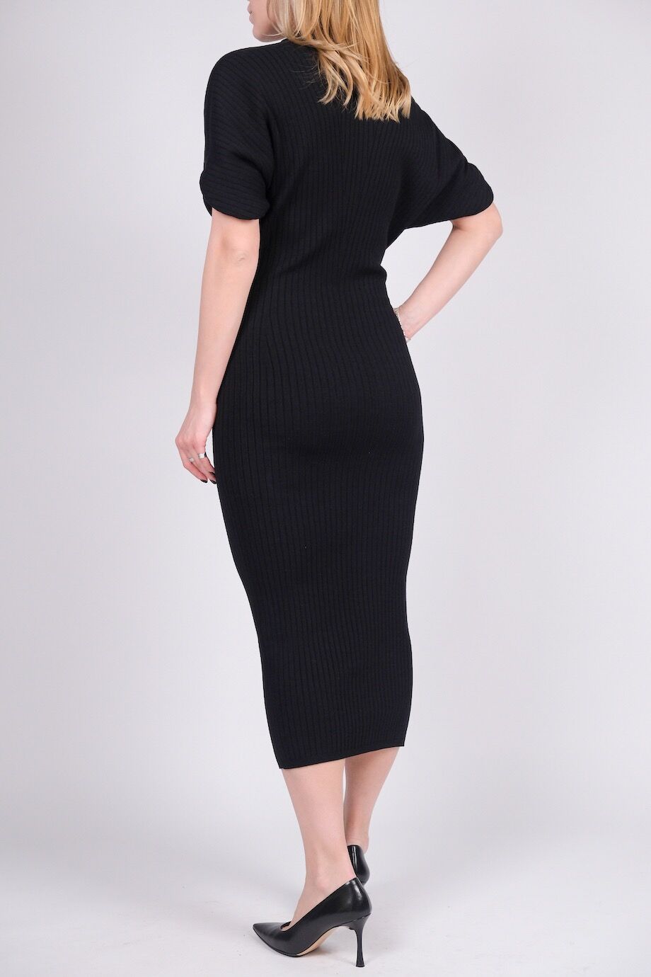 image 3 Трикотажное платье черного цвета с коротким рукавом