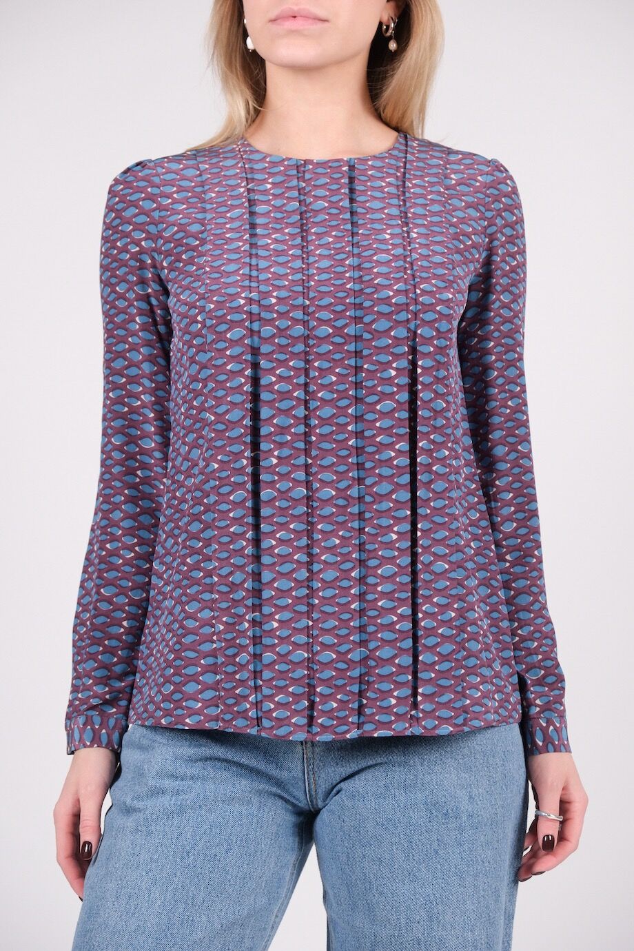 image 1 Шёлковая блуза сиреневого цвета с принтом