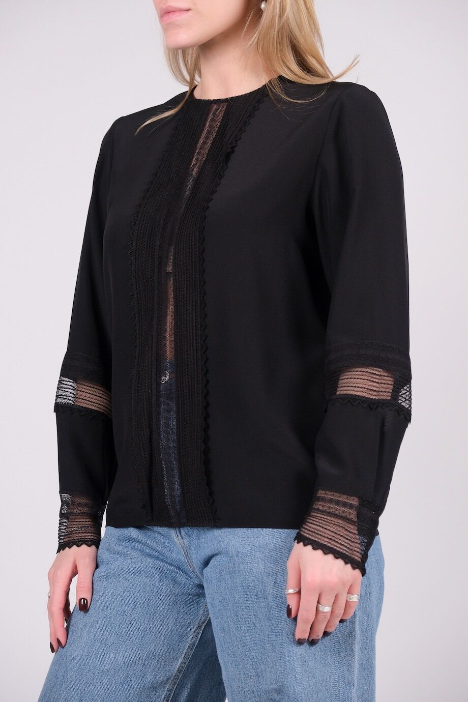image 2 Блуза черного цвета с кружевом
