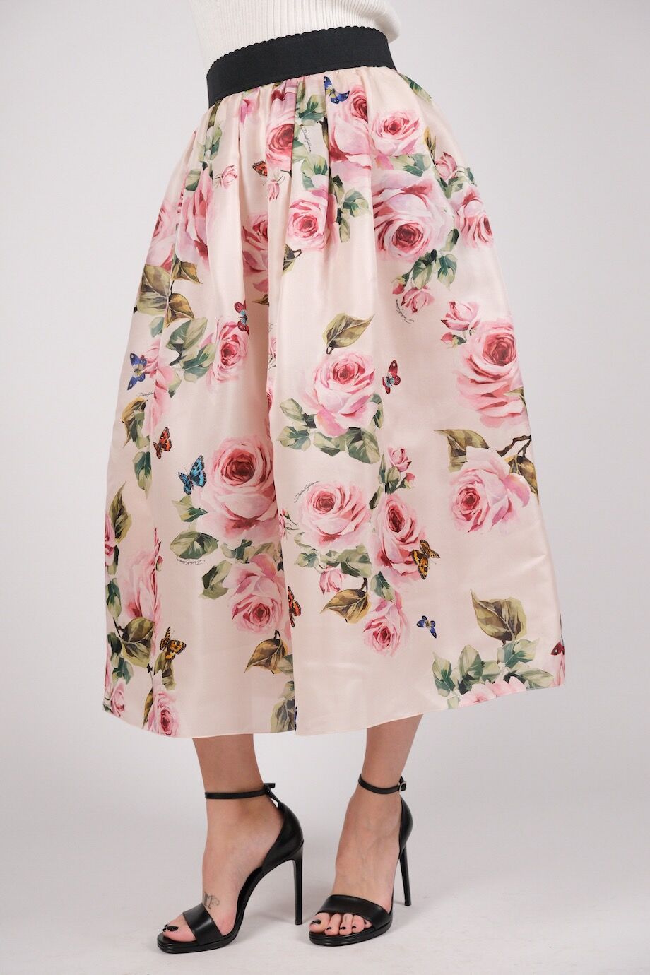 image 3 Шёлковая юбка пудрового цвета с цветочным принтом