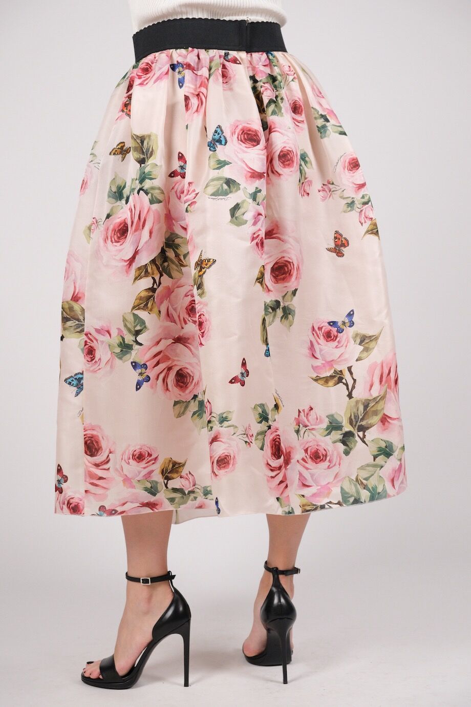 image 4 Шёлковая юбка пудрового цвета с цветочным принтом