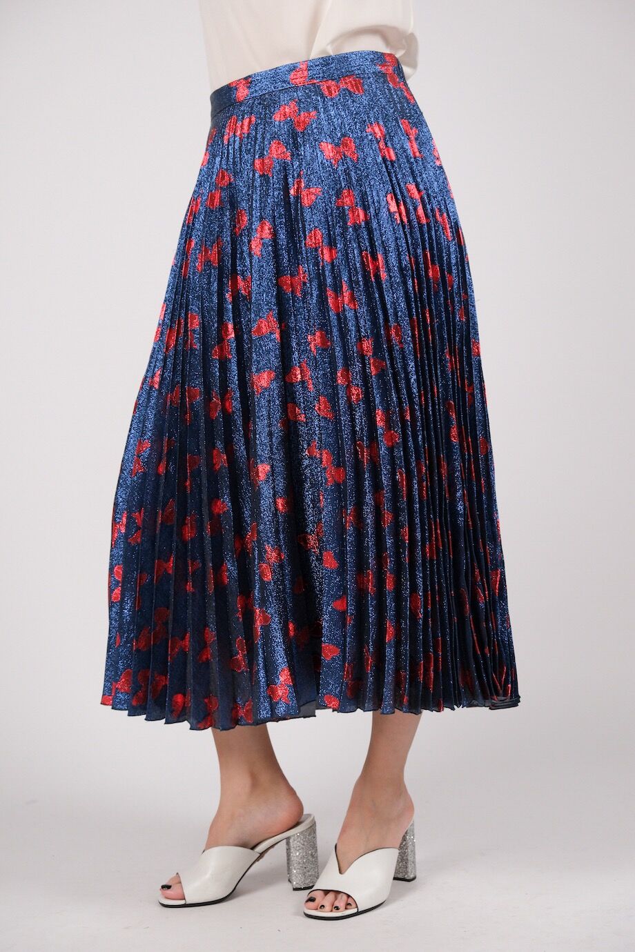 image 3 Плиссированная юбка из люрекса синего цвета с принтом "бантики"