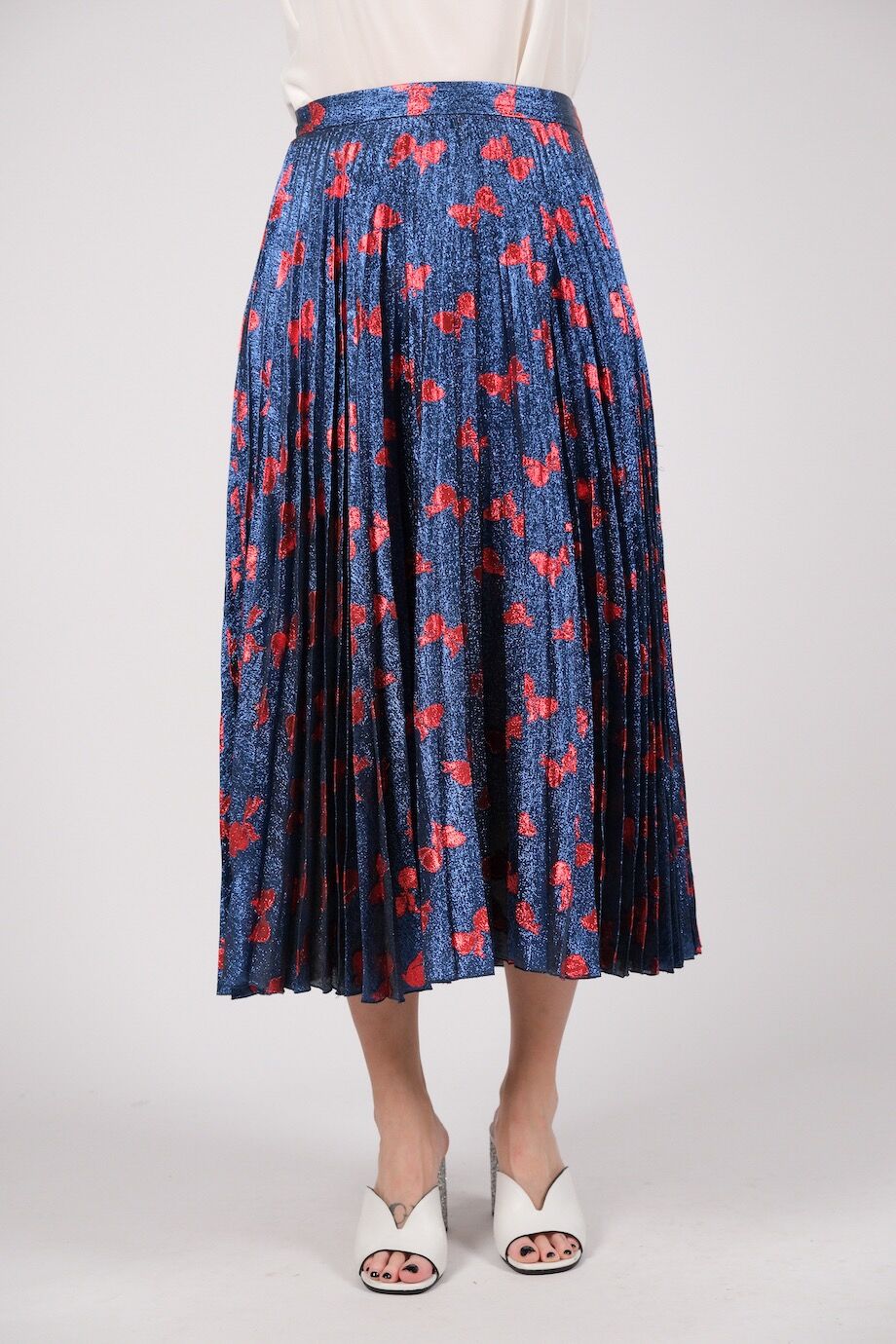 image 2 Плиссированная юбка из люрекса синего цвета с принтом "бантики"