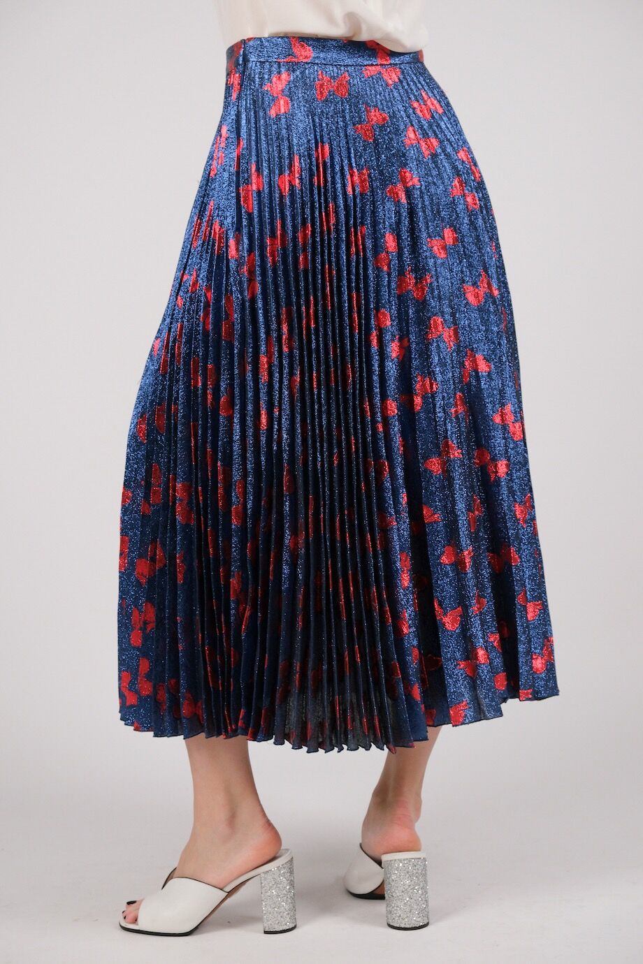 image 4 Плиссированная юбка из люрекса синего цвета с принтом "бантики"