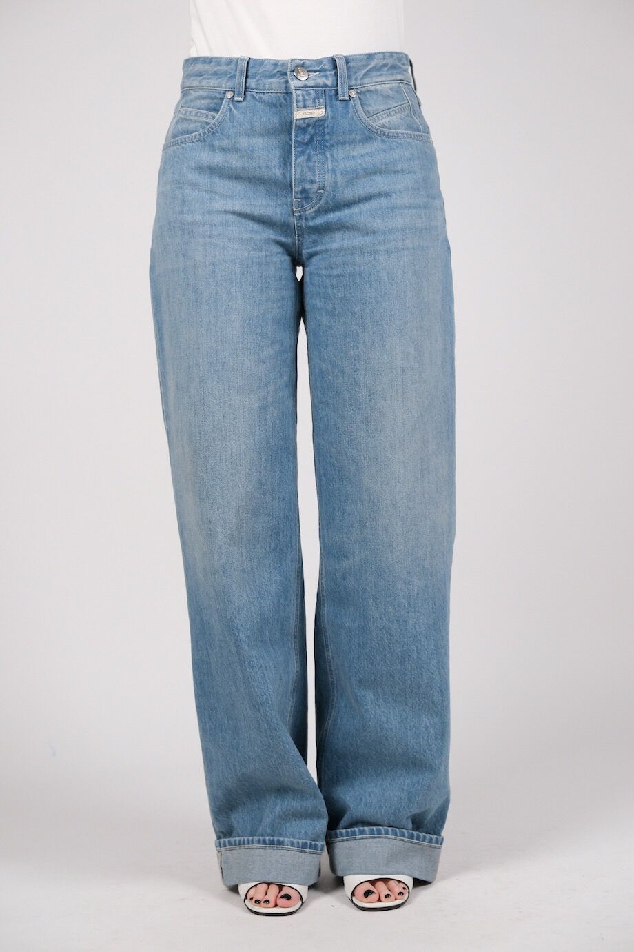 image 2 Широкие джинсы голубого цвета