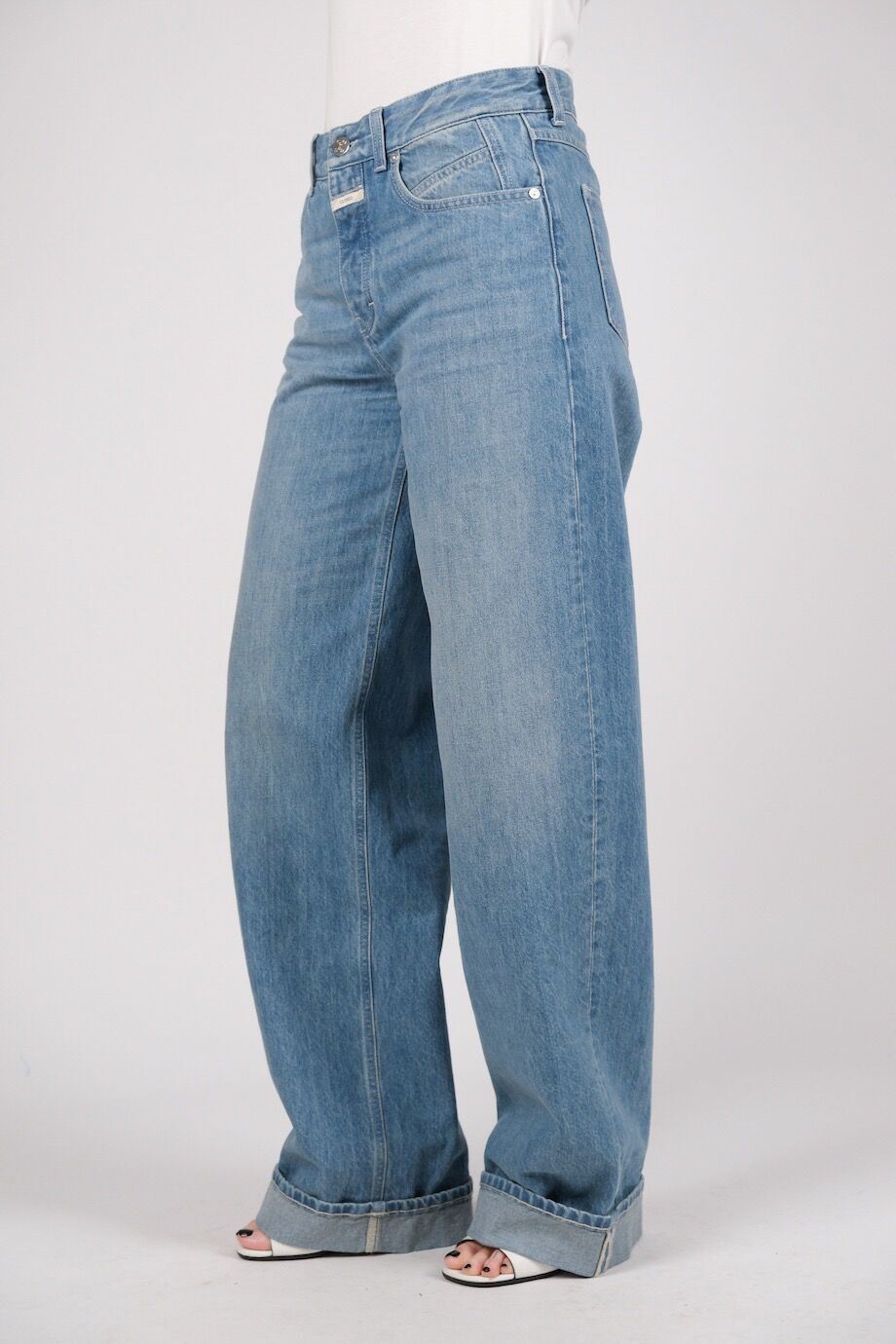 image 3 Широкие джинсы голубого цвета