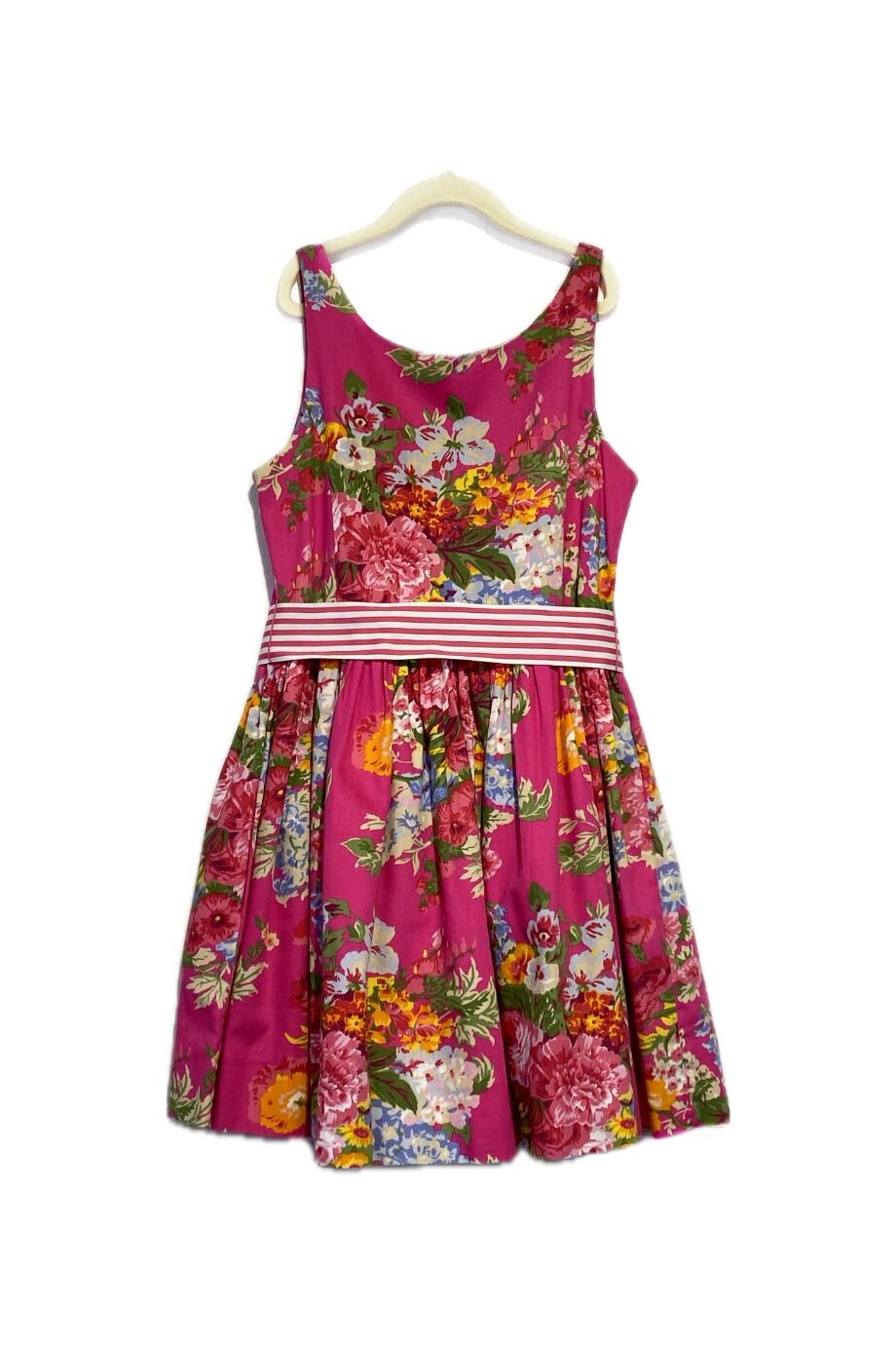 image 1 Детское платье без рукавов розового цвета в цветы с поясом