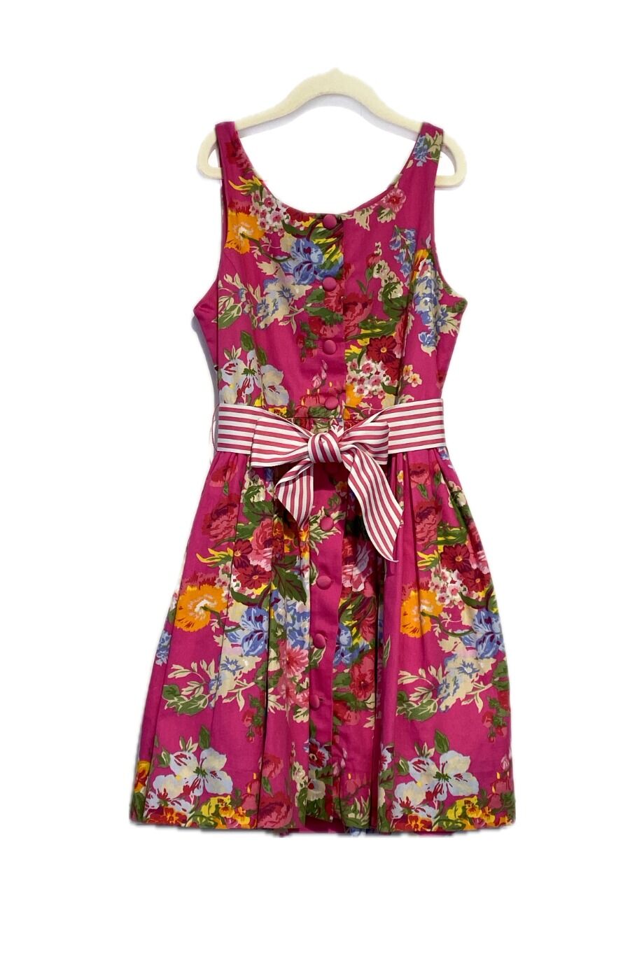 image 2 Детское платье без рукавов розового цвета в цветы с поясом