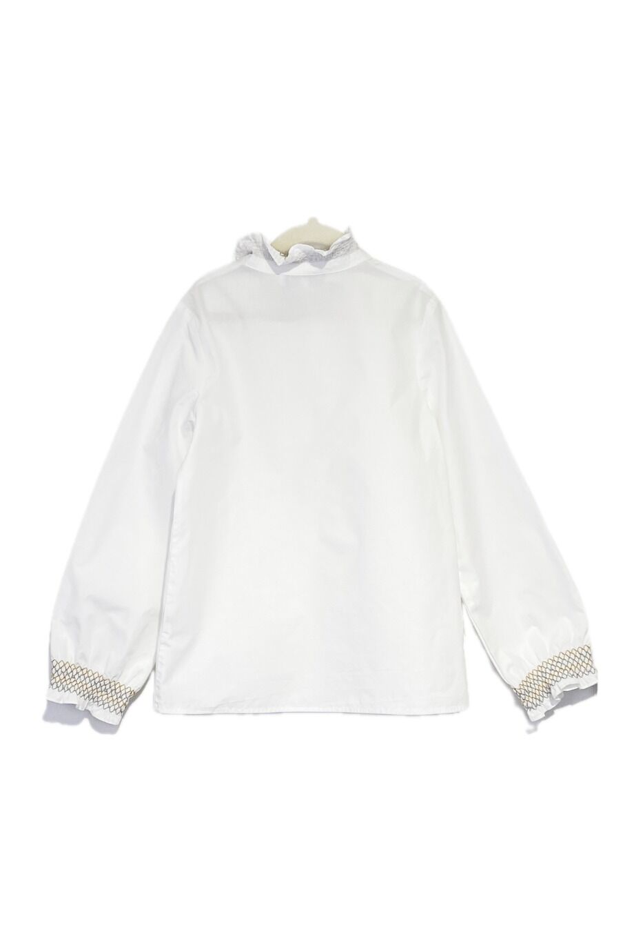image 2 Детская рубашка белого цвета с вышивкой на воротнике и манжетах