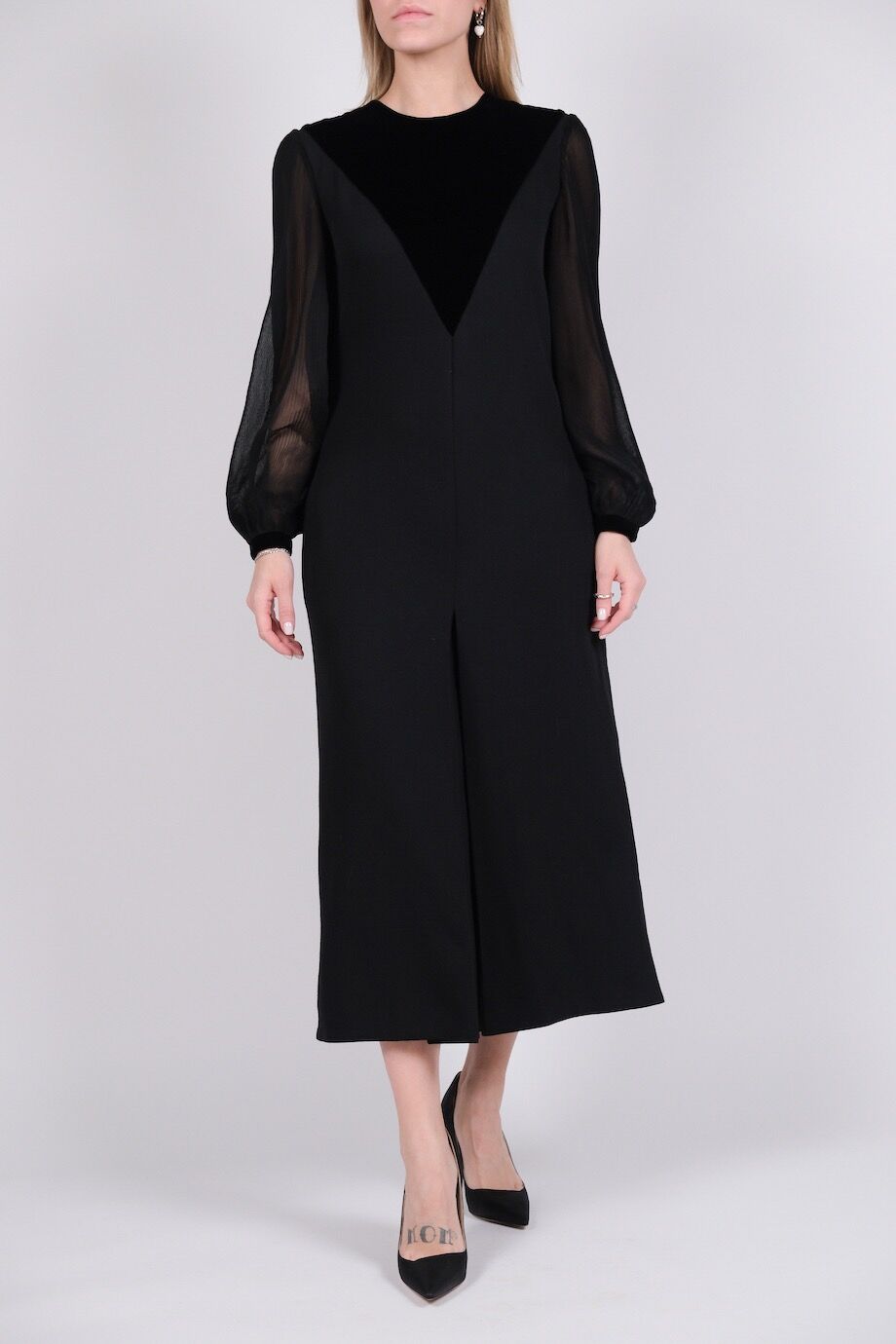 image 1 Платье черного цвета с бархатной вставкой