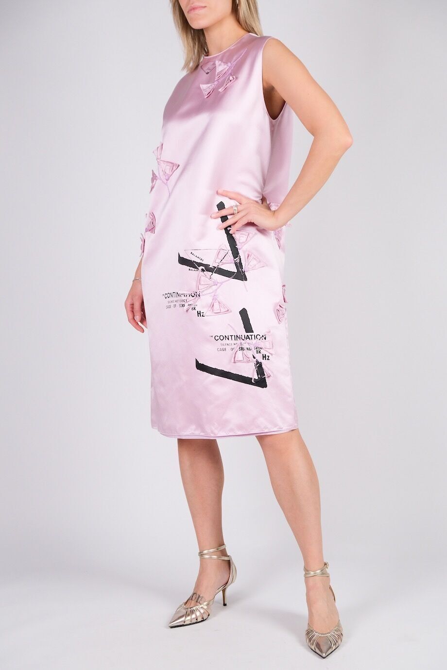 image 2 Шелковое платье розового цвета с аппликацией