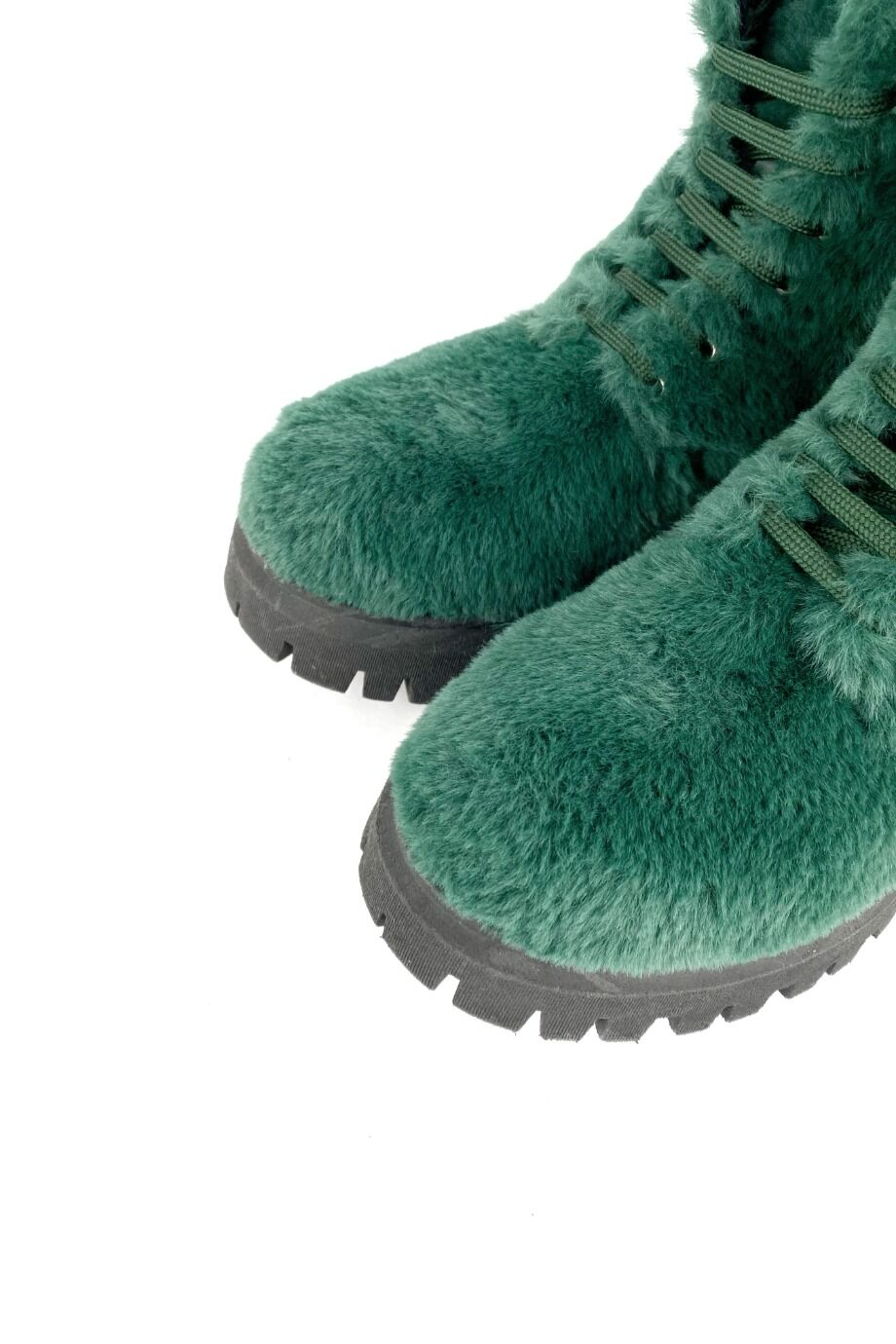 image 3 Ботинки из искусственного меха зеленого цвета