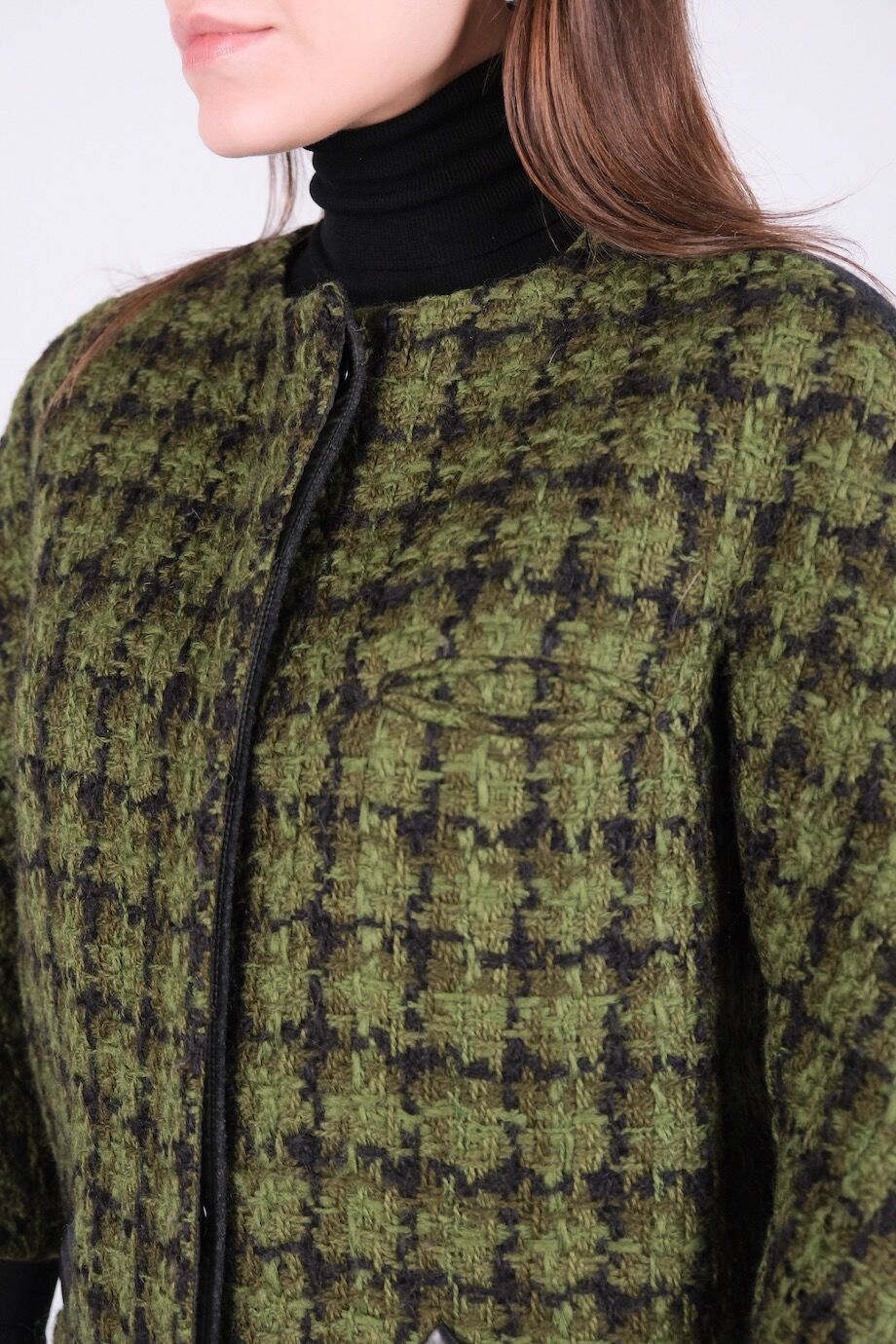 image 7 Комбинированное пальто с рукавом 3/4 и кожаными вставками