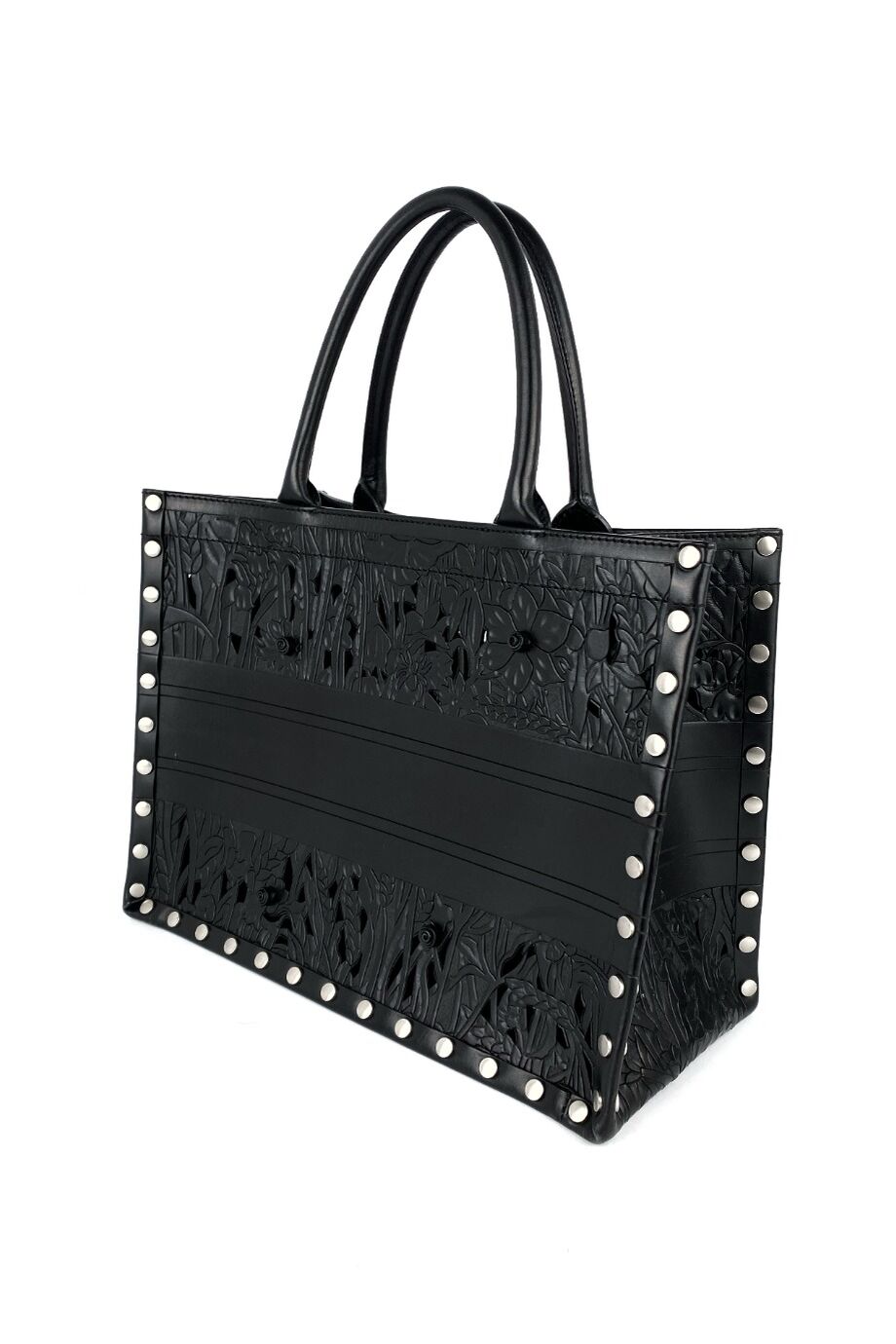 image 4 Сумка Book Tote черного цвета с перфорацией в виде цветов