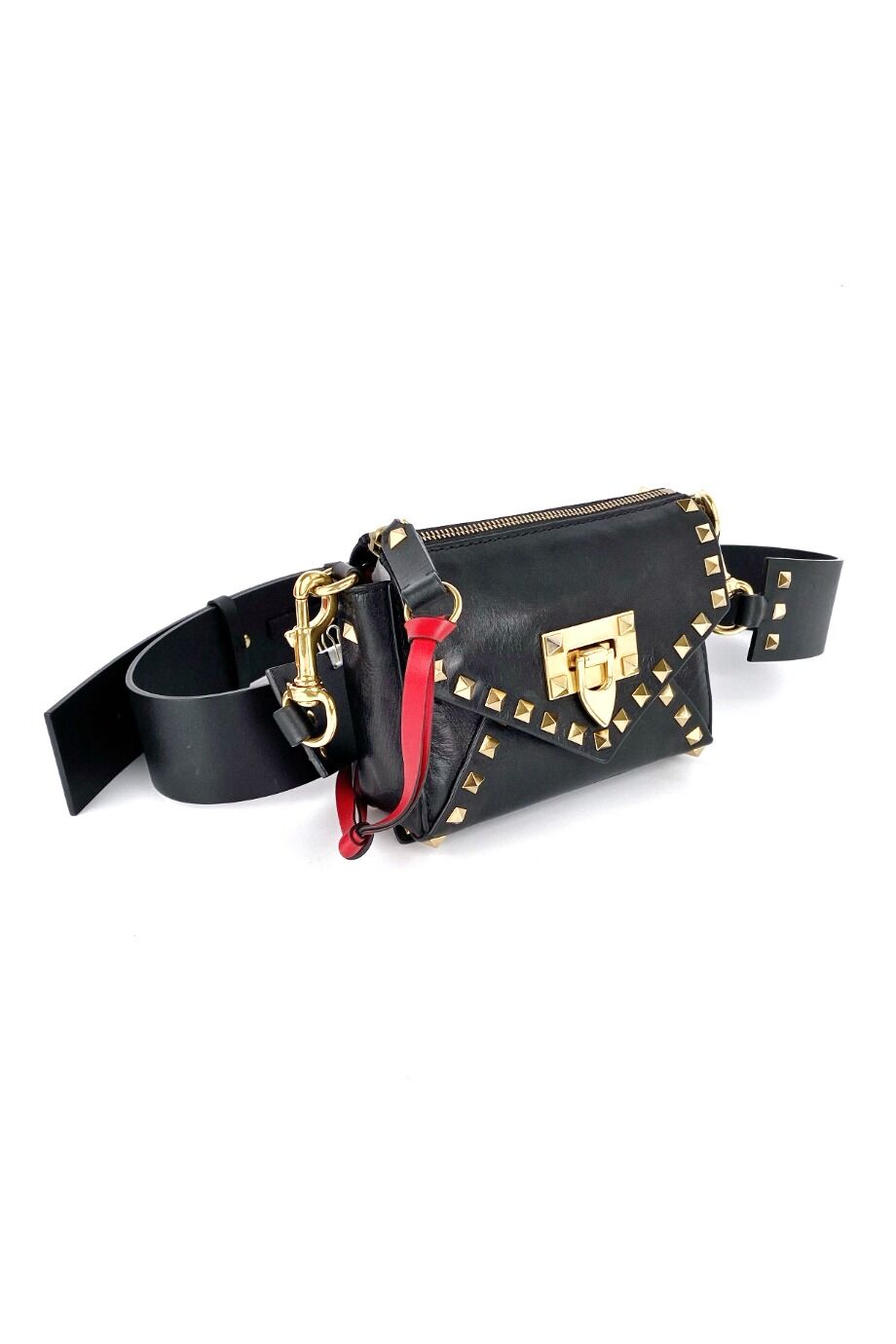 image 2 Сумочка Rockstud чёрного цвета на широком плечевом ремне