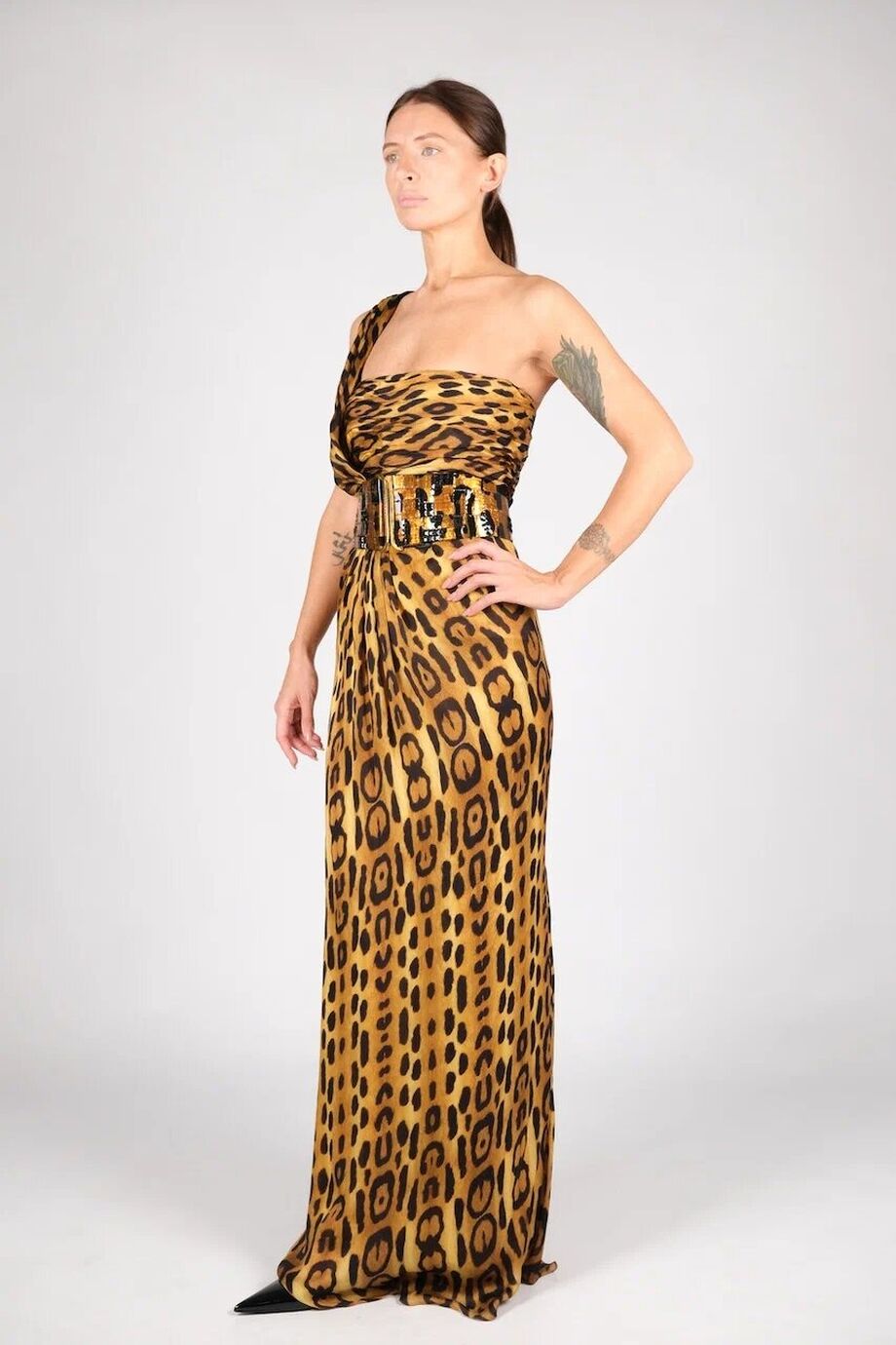 image 2 Шелковое вечернее платье с поясом