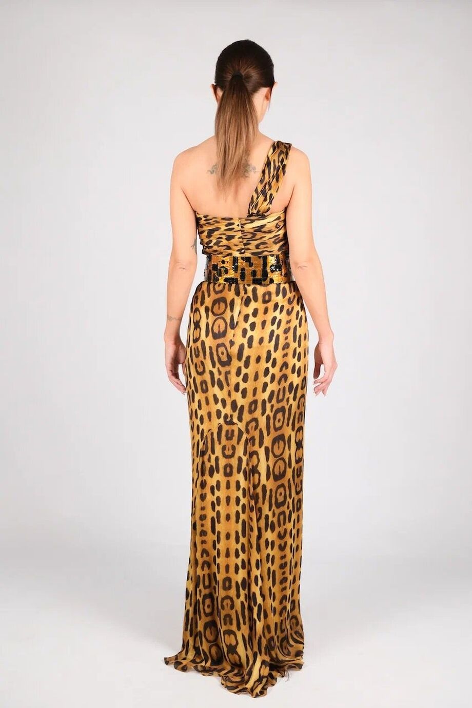 image 3 Шелковое вечернее платье с поясом