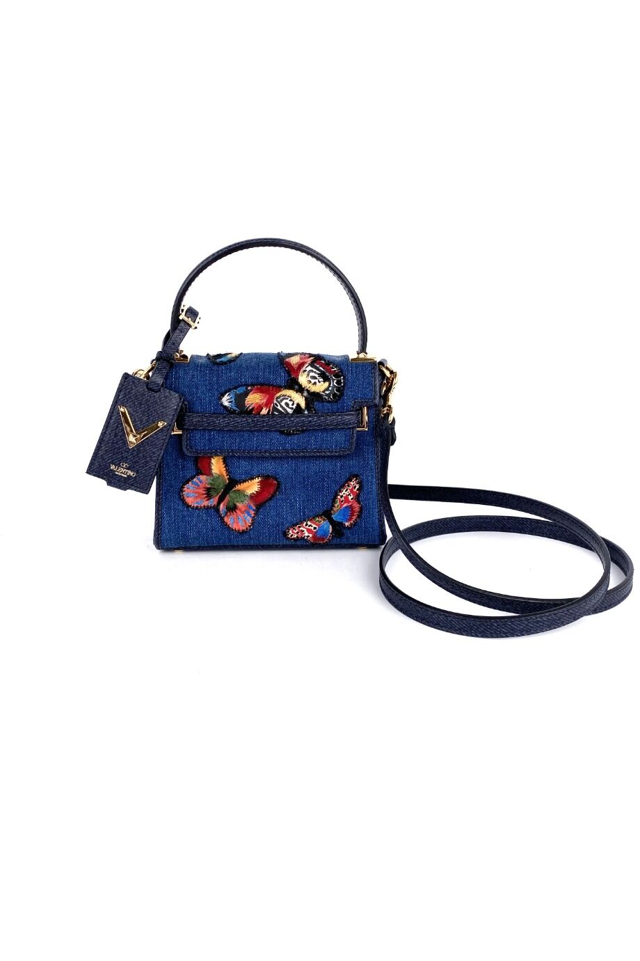 image 1 Сумка My Rockstud mini из денима с вышивкой в виде бабочек