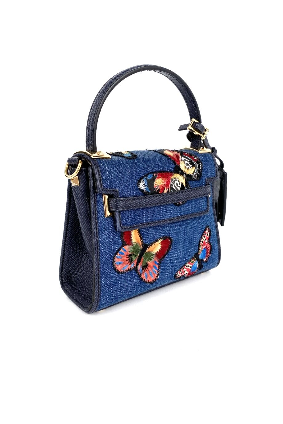 image 3 Сумка My Rockstud mini из денима с вышивкой в виде бабочек