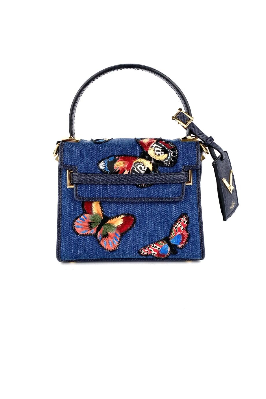 image 2 Сумка My Rockstud mini из денима с вышивкой в виде бабочек