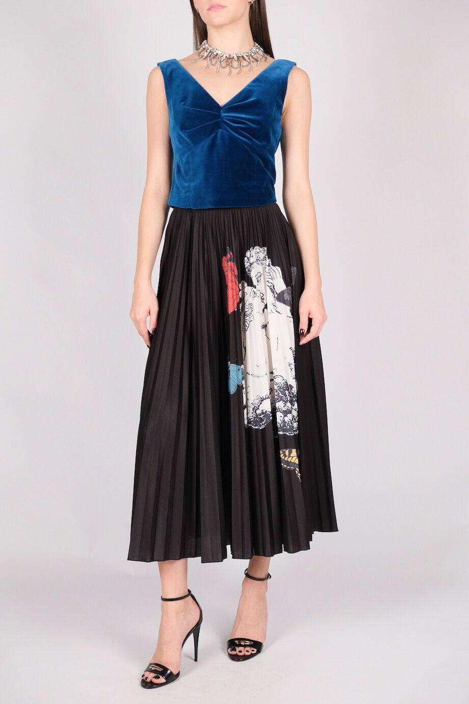 image 1 Топ из велюра темно-синего цвета