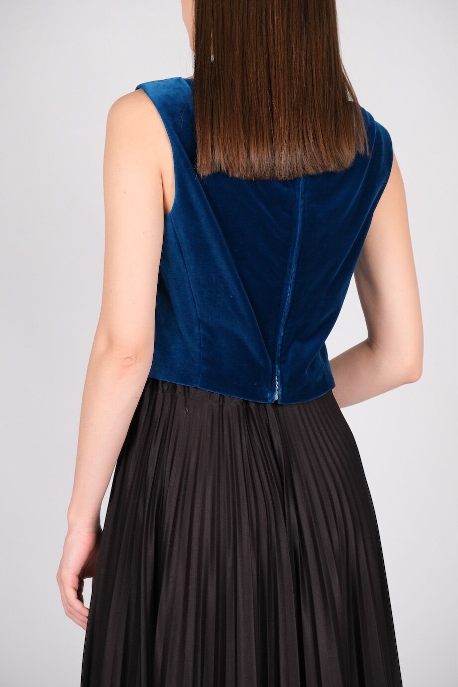image 5 Топ из велюра темно-синего цвета
